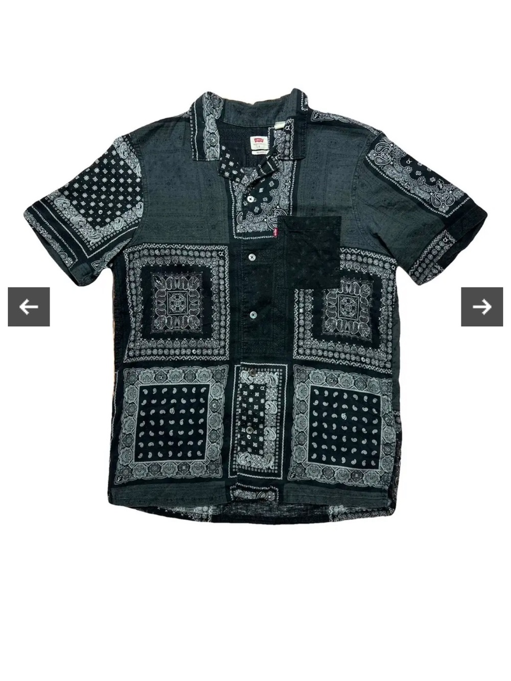 Levi's Black Bandana Print Short Sleeve Shirt